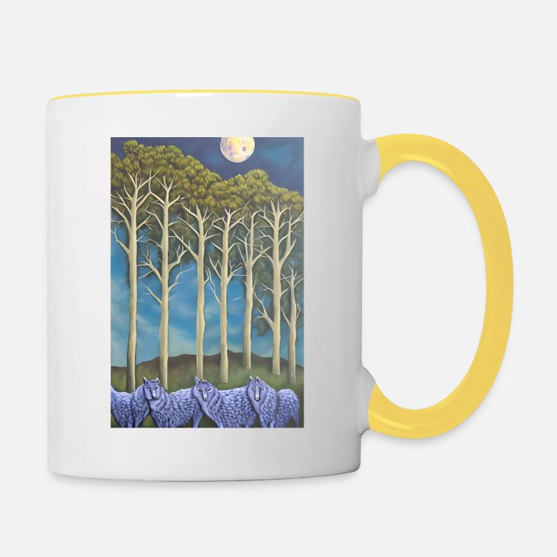 Les loups sur l’avenue - Mug contrasté - blanc/jaune