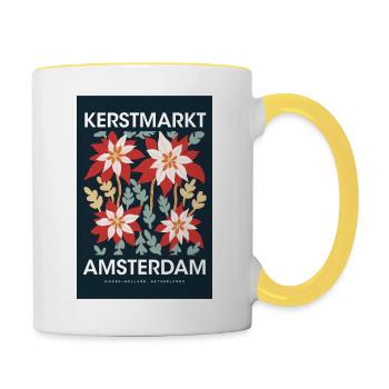Weihnachtsmarkt Amsterdam Poster Netherlands 1960 - Tasse zweifarbig - Weiß/Gelb - Rechts