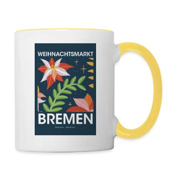 Weihnachtsmarkt Bremen Poster Germany 1960 - Tasse zweifarbig - Weiß/Gelb - Rechts