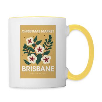 Weihnachtsmarkt Brisbane Poster Australia 1960 - Tasse zweifarbig - Weiß/Gelb - Rechts