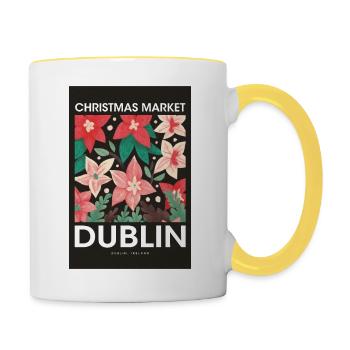 Weihnachtsmarkt Dublin Poster Ireland 1960 - Tasse zweifarbig - Weiß/Gelb - Rechts