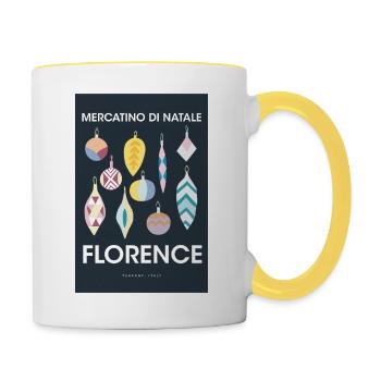 Weihnachtsmarkt Florence Poster Italy 1960 - Tasse zweifarbig - Weiß/Gelb - Rechts