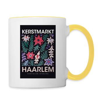Weihnachtsmarkt Haarlem Poster Netherlands 1960 - Tasse zweifarbig - Weiß/Gelb - Rechts
