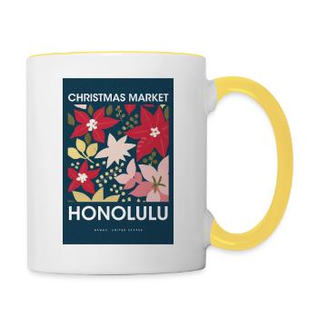 Weihnachtsmarkt Honolulu Poster USA 1960 - Tasse zweifarbig - Weiß/Gelb - Rechts