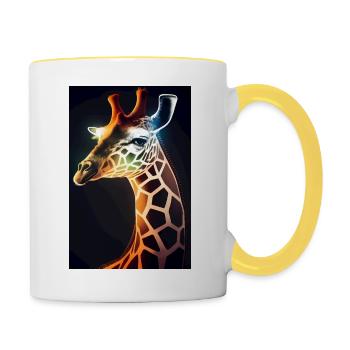 Exotische Giraffe - Tasse zweifarbig - Weiß/Gelb - Rechts