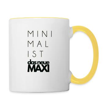 Minimalist - Minimalismus ist das neue MAXI - Tasse zweifarbig - Weiß/Gelb - Rechts
