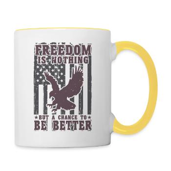 FREEDOM IS NOTHING BUT A CHANGE TO BE BETTER - Contrasting Mug - white/yellow - Right