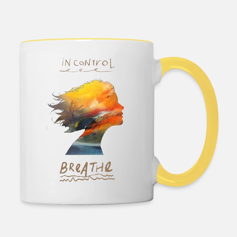 Kontrolle - Tasse zweifarbig - Weiß/Gelb