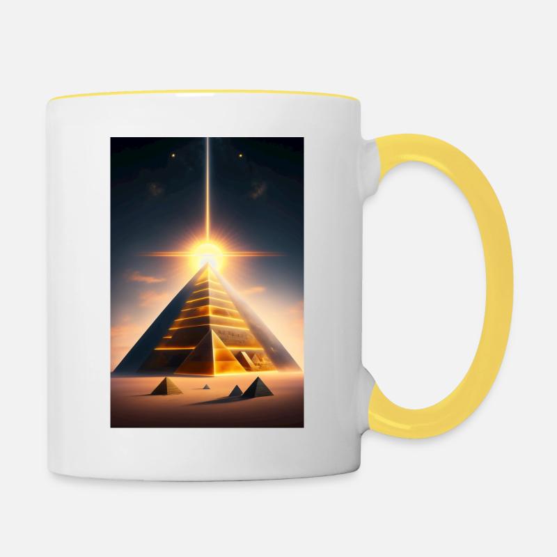Licht Pyramide - Tasse zweifarbig - Weiß/Gelb