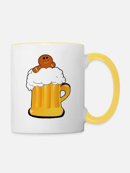 Bierbecken - Tasse zweifarbig - Weiß/Gelb