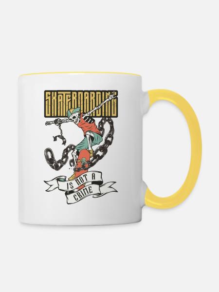 Skateboarden ist kein Verbrechen - Tasse zweifarbig - Weiß/Gelb