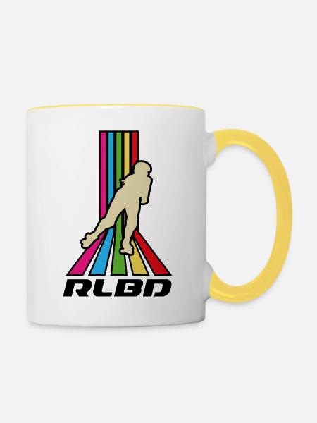 Rollerblade rainbow stripes - Tasse zweifarbig - Weiß/Gelb