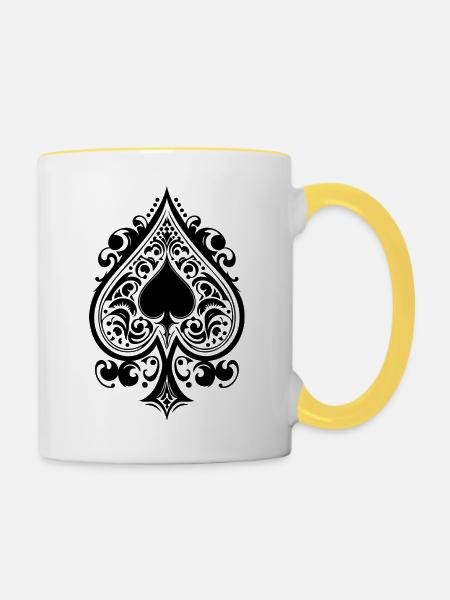 POKER Motiv - Tasse zweifarbig - Weiß/Gelb