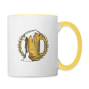 sich völlig umholzen Geschenk - Tasse zweifarbig - Weiß/Gelb - Rechts