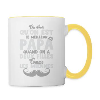 Humour Papa Anniversaire Fête des Pères Papa - Mug contrasté - blanc/jaune - Droite