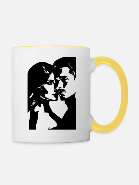 LIEBHABER II - Tasse zweifarbig - Weiß/Gelb
