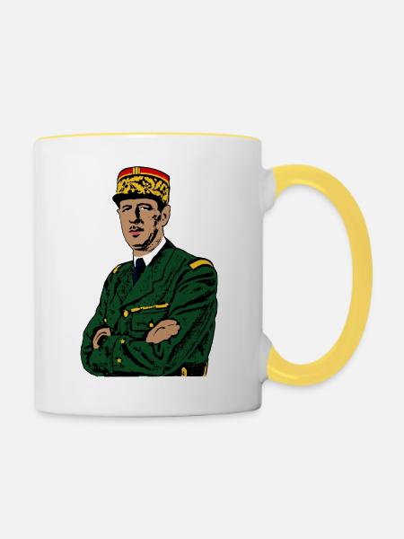 Charles de Gaulle - Tasse zweifarbig - Weiß/Gelb