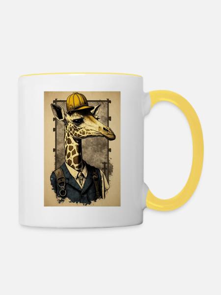 Giraffe der Arbeiterklasse - Tasse zweifarbig - Weiß/Gelb