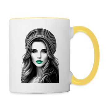 beauty femmes - Mug contrasté - blanc/jaune - Droite