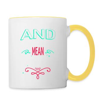 Idée de cadeau Happy Dads Favorite Joke PC Déclaration - Mug contrasté - blanc/jaune - Droite