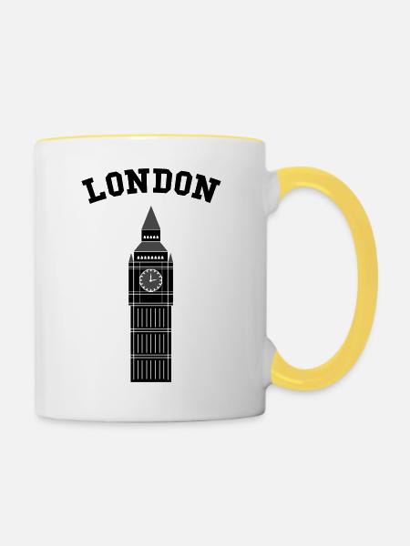 London Big Ben - Tasse zweifarbig - Weiß/Gelb