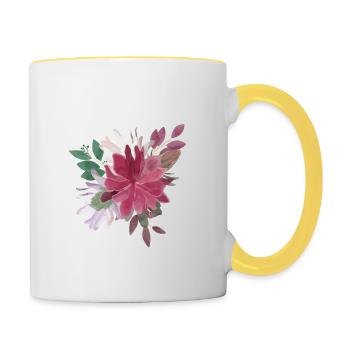 Lettre i floral - Mug contrasté - blanc/jaune - Droite