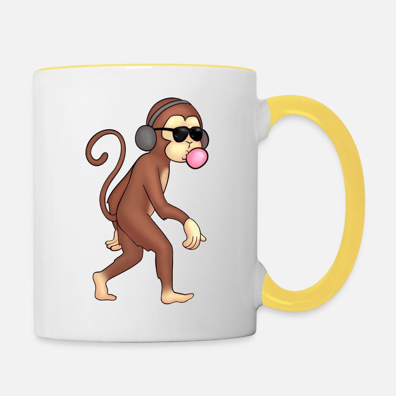 Monkey - Contrasting Mug - white/yellow