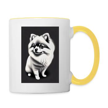 Pomeranian "Black & white" - Mug contrasté - blanc/jaune - Droite