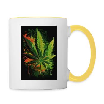 Marijuana plant - Contrasting Mug - white/yellow - Right