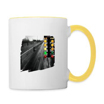 I Strip On Weekends Muscle Car Drag Racer - Contrasting Mug - white/yellow - Right