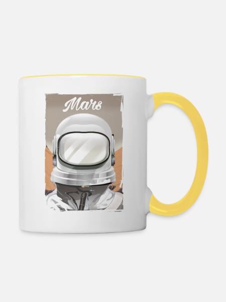 Mars Explorer Astronaut - Tasse zweifarbig - Weiß/Gelb