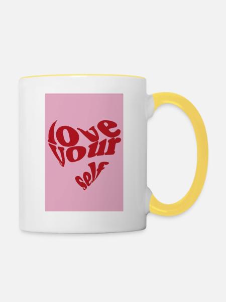love yourself - Tasse zweifarbig - Weiß/Gelb