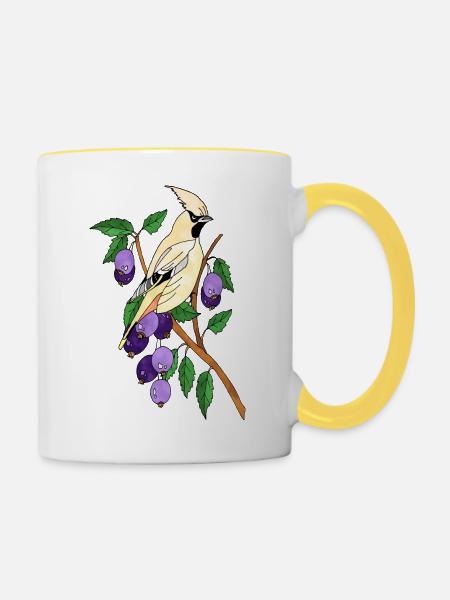 Bunter Vogel - Tasse zweifarbig - Weiß/Gelb