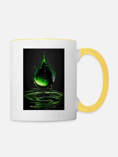 Tropfen grün 4 - Tasse zweifarbig - Weiß/Gelb