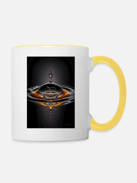 Tropfen magma 3 - Tasse zweifarbig - Weiß/Gelb