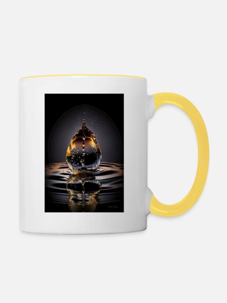 Tropfen magma 2 - Tasse zweifarbig - Weiß/Gelb
