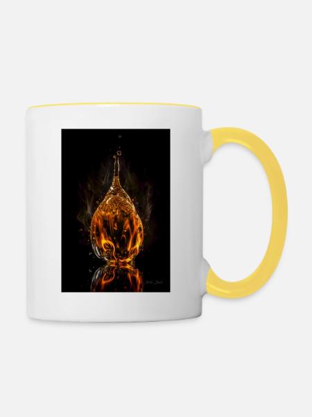 Tropfen feuer 7 - Tasse zweifarbig - Weiß/Gelb