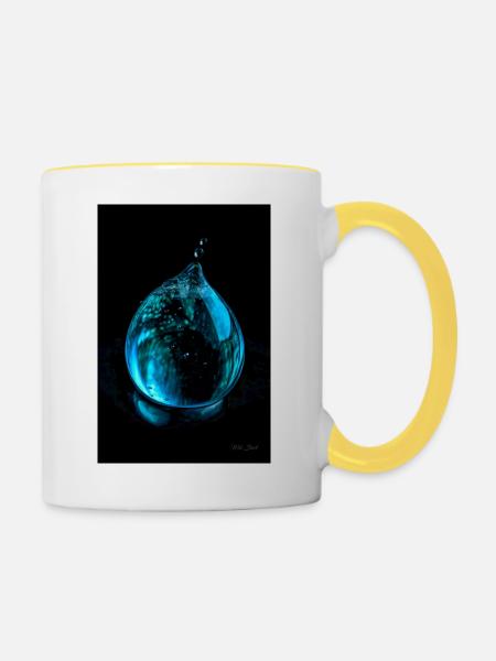 Tropfen cyan 5 - Tasse zweifarbig - Weiß/Gelb
