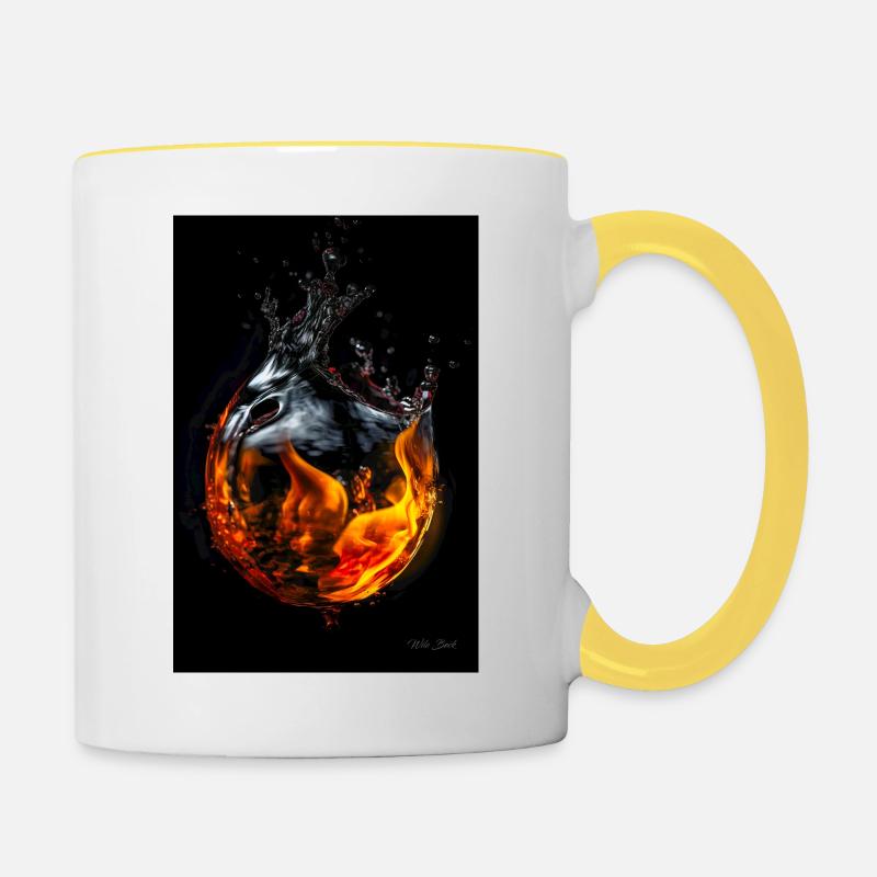 Drops fire 6 - Contrasting Mug - white/yellow
