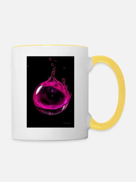 Tropfen magenta 5 - Tasse zweifarbig - Weiß/Gelb