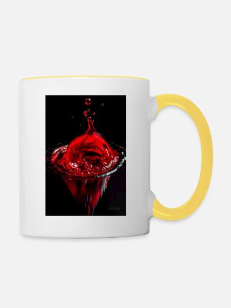 Tropfen rot 6 - Tasse zweifarbig - Weiß/Gelb