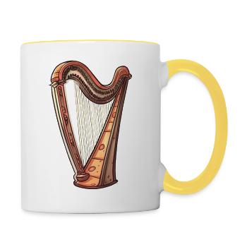 Harpe dans le style comique - Mug contrasté - blanc/jaune - Droite