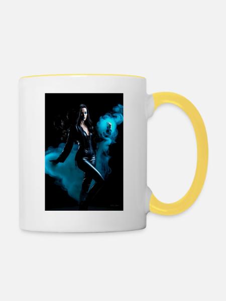 Cyan Schönheit 1 - Tasse zweifarbig - Weiß/Gelb