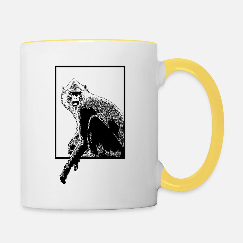 Monkey Hanuman Langure - Tasse zweifarbig - Weiß/Gelb