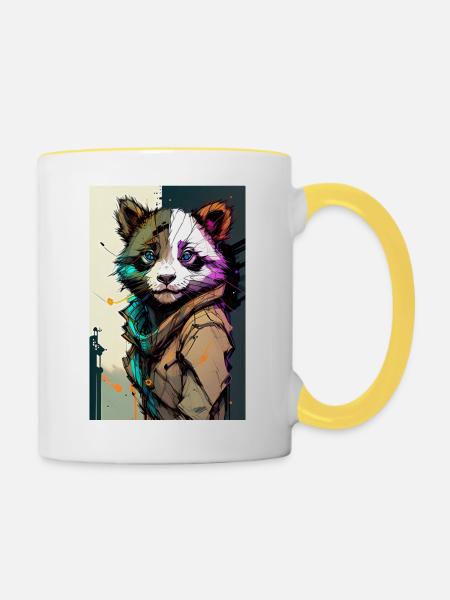 Inkpunk Panda 2 - Tasse zweifarbig - Weiß/Gelb