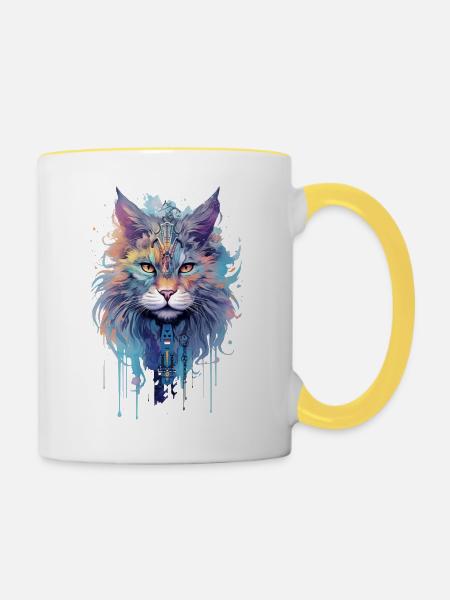 Indie Cat - Tasse zweifarbig - Weiß/Gelb