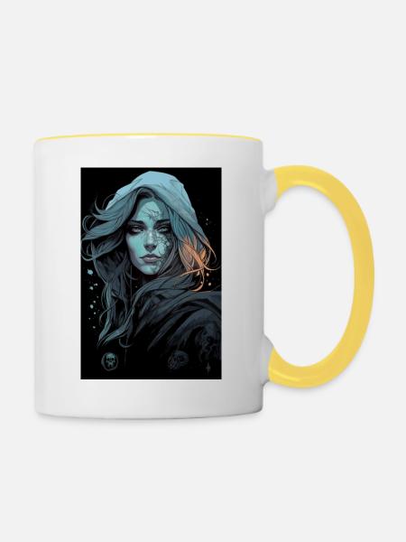 Dunkler Stil - Tasse zweifarbig - Weiß/Gelb