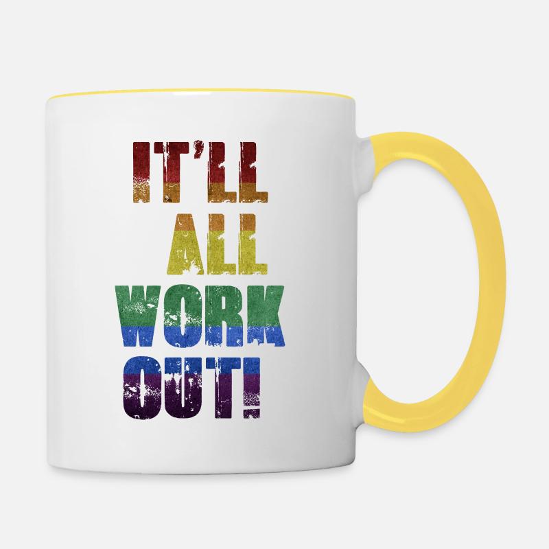 It'll All Work Out - Contrasting Mug - white/yellow
