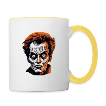 60s Horror Movie Character Illustration - Contrasting Mug - white/yellow - Right