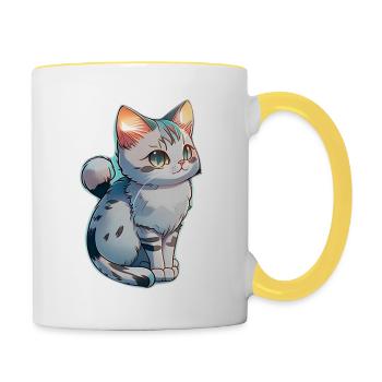 cute little gray kitten - Contrasting Mug - white/yellow - Right